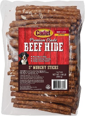Cadet 5 Inch Rawhide Munchy Beef Basted Sticks (100 Pack)