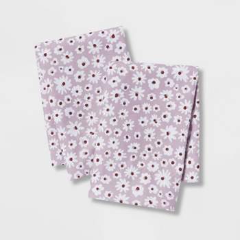 Standard Microfiber Printed Pillowcase Set Light Purple Daisy - Room Essentials™