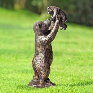 SPI Home Unbearably Cute Garden Sculpture – 16" Tall Cast Aluminum Bear Statue with Verdigris Finish for Whimsical Outdoor Decor - 1 of 3