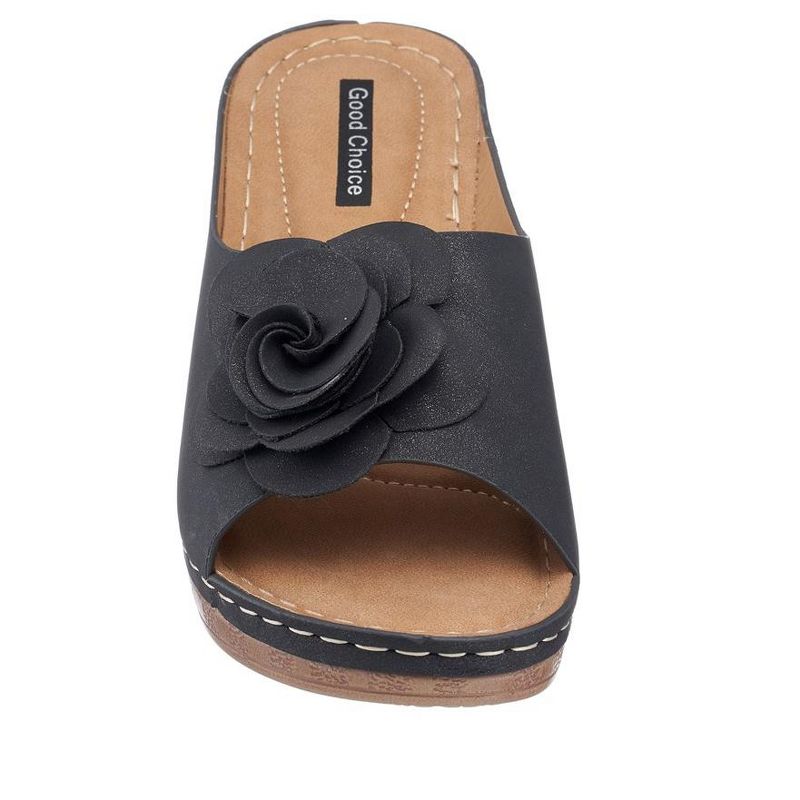 GC Shoes Tokyo Flower Comfort Slide Wedge Sandals, 3 of 7