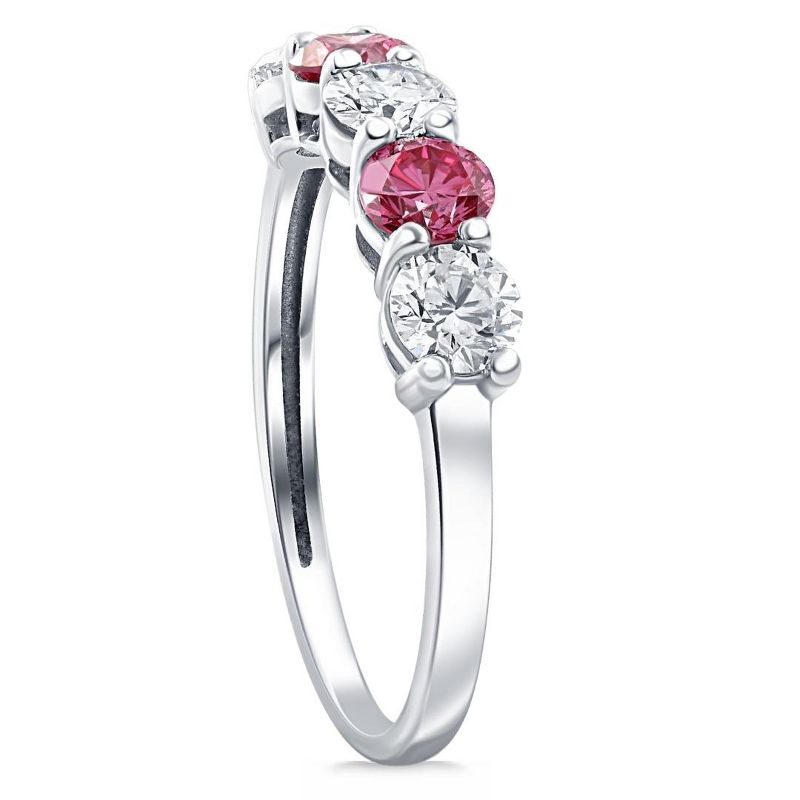 Pompeii3 1 Ct Pink Diamond Five Stone Anniversary Wedding Ring 14k White Gold Lab Created, 2 of 6