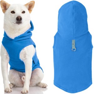 Gooby Fleece Vest Hoodie, Small Dog Pull Over Hooded Fleece Jacket with Leash Ring, Blue, Small - 1 of 1