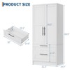 Wooden Armoire Wardrobe Closet with 2 Drawers, 70 "Tall Clothing Storage Cabinet with 2 Doors, Modern Bedroom Clothing Armoires with Hanging Rods - 2 of 4