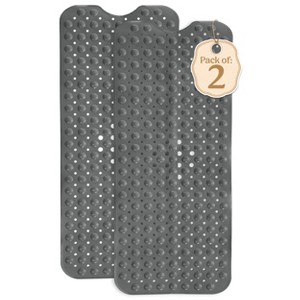 Non Slip Bathtub And Shower Mats 40x16 Extra Long Bath Tub Mat With Suction Cups & Drain Holes - Lux Decor Collection - 1 of 4