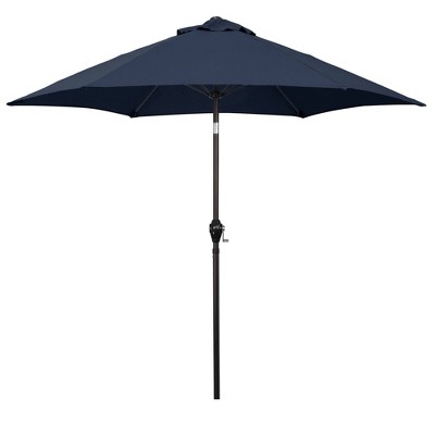 9' Aluminum Market Patio Umbrella with Crank Lift and Push Button Tilt Navy - Astella