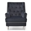 Traditional Upholstered Chair with Round Arms, Comfortable Seating and No Assembly Required - 3 of 4