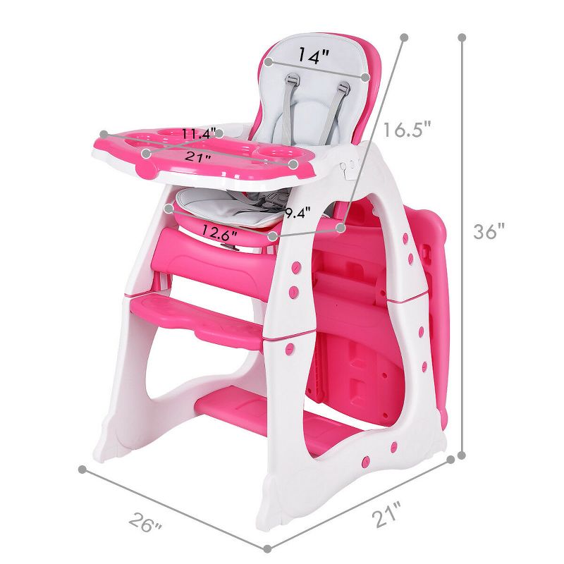 Costway Baby High Chair 3 in 1 Infant Table and Chair Set Convertible Play Table Seat Booster Toddler Feeding Tray, 5 of 10