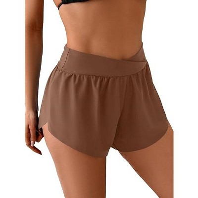 Eomenie Women's Swim Board Shorts High Waisted Bathing Suit Bottom Flowy Swim Trunks Swimsuit Bottom with Built-in Brief