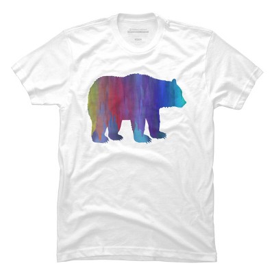 Adult Design By Humans Melting Rainbow Watercolor Bear By Maryedenoa T-Shirt