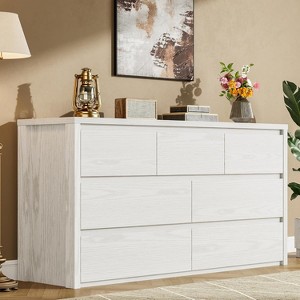 Rustic Farmhouse 7-Drawer Wooden Dresser - Handle-Free Storage Cabinet, Anti-Tip Safety | For Bedroom, Living Room, Hallway - 1 of 4