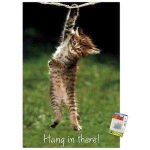 Trends International Famous Kitten Hang In There Poster Unframed Wall Poster Prints - 1 of 4