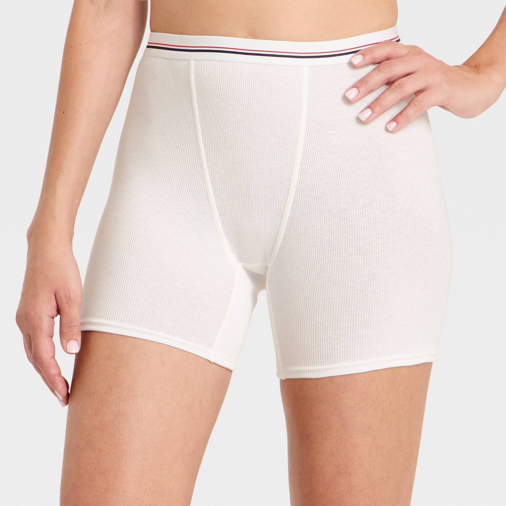 Women's Cotton Rib Boxer Briefs- Wild Fable™ White S