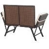 Patio Bench with Cushions 69.3" Brown Poly Rattan - 4 of 4