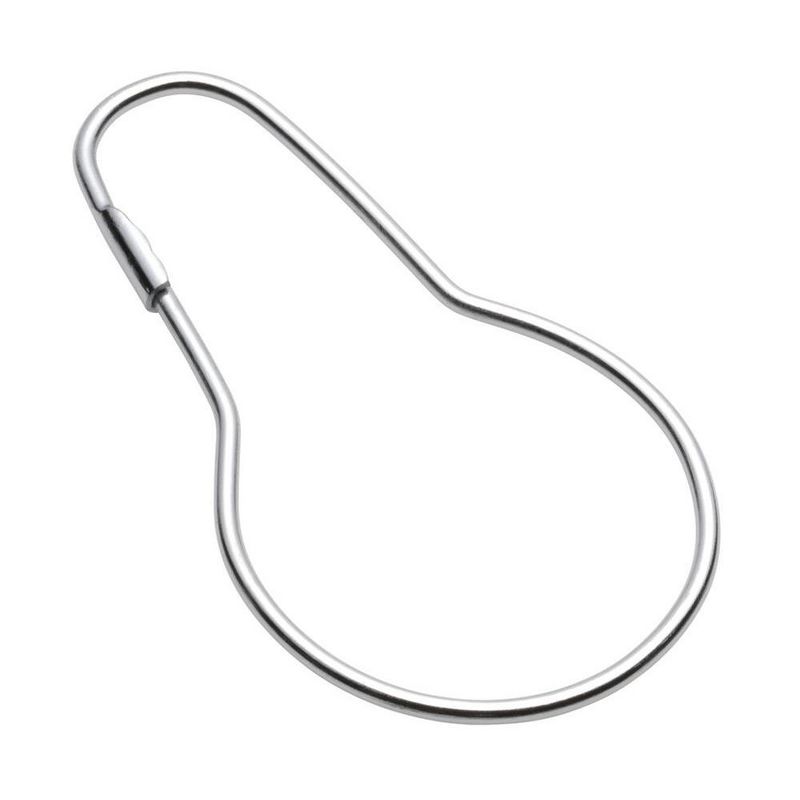 EZ Glide Shower Curtain Hooks Set of 12 Chrome by Carnation Home Fashions, 1 of 4