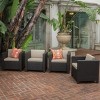 Modern Wicker Outdoor Club Lounge Chair,Accent Chair With Metal Frame,Upholstered Armrests Chair For Patio Garden Backyard-Coolbibila - 3 of 4