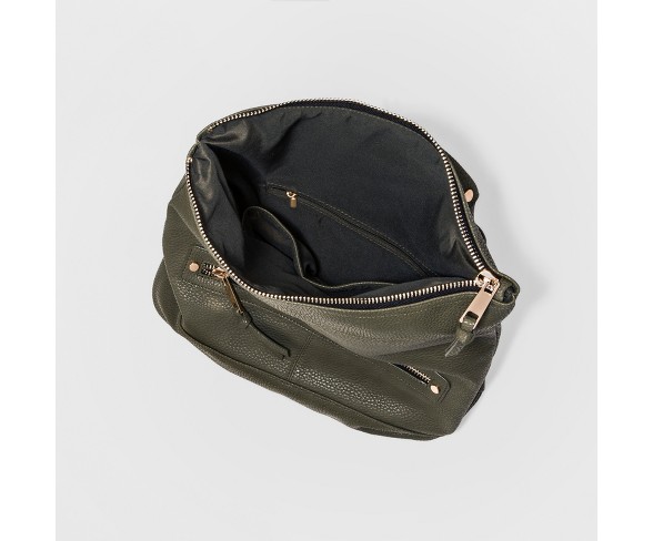 Women's Cesca Medium Backpack with Zip Closure and Front Pocket - Olive Green