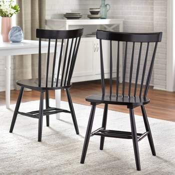 Set of 2 Venice High Back Contemporary Windsor Dining Chairs Black - Buylateral