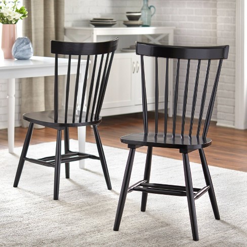 Venice Side Chair Set Of 2 Black, High Back Windsor Chairs With Arms