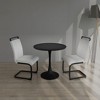 NicBex Round Dining Table for 4 Modern Kitchen Table Chairs Set with Pedestal Base and 2 PU Chairs for Dining Rooms - 3 of 4