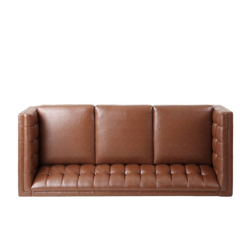 Pondway Contemporary Faux Leather Tufted 3 Seater Sofa - Christopher Knight Home, 6 of 12