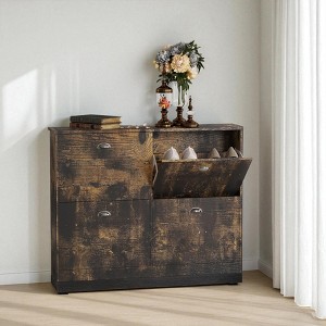 Mshliw Slim 4-Drawer Shoe Cabinet with Flip Doors, Narrow Hidden Shoe Storage Organizer for Entryway, Hallway, Foyer, or Bedroom - 1 of 4