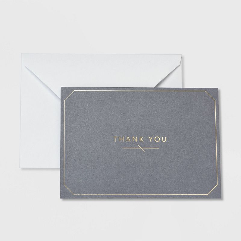 50ct Thank You Cards with Foil Border Gray, 3 of 4