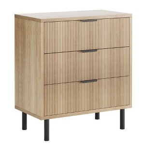 3 Drawers Dresser, Modern Storage Dresser Chest of Drawers Organizer with Metal Legs and Anti-Tipping Device for Bedroom Living Room - 1 of 4