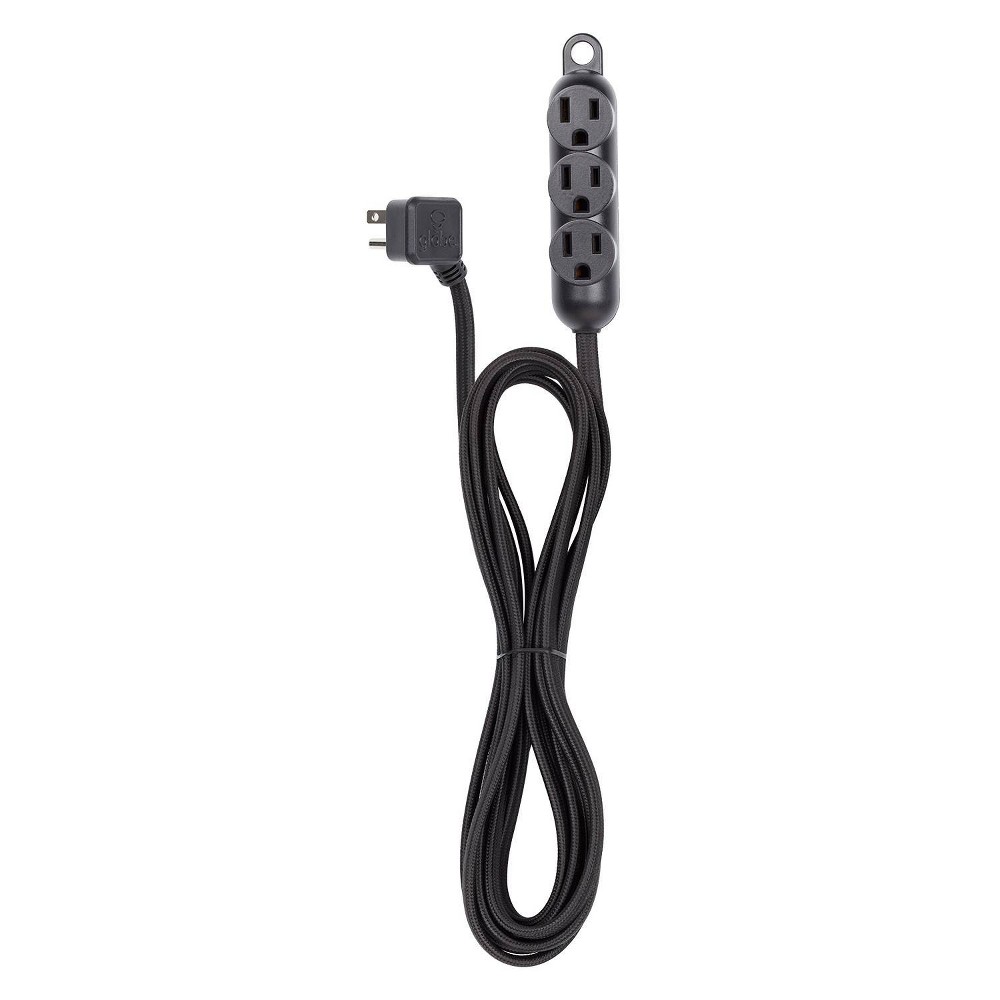 Globe Electric 12' 3 Outlet Extension Cord Black: Indoor Electrical Cord, 16 AWG, ETL Listed, 13 Amp, 12 ft Length