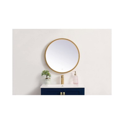 Elegant Brass Round LED Mirror with Aluminum Frame