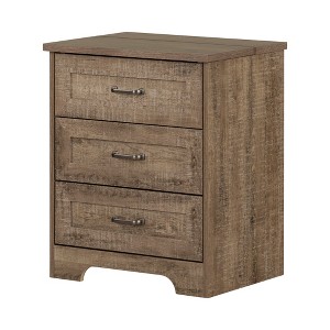 Prairie Nightstand Weathered Oak - South Shore: Laminated Particle Board Bedside Table with Drawers - 1 of 4