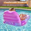 Joyfy 60'' Pool Floats Chair, Pink Inflatable Tanning Lounger Pool Floaties for Adult, Foot Rest Swimming Sunbathing Floaty Raft with Cup Holders - 3 of 4