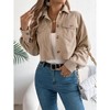Womens Casual Jackets Corduroy Cropped Shacket Fashion Textured Trendy Crop Boxy Coats Faux Pockets Fall Winter Button Down Coats - 3 of 4