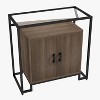 Garvee Modern Farmhouse Buffet Sideboard Cabinet with Tempered Glass Top and Steel Frame – 2-Door Engineered Wood Storage Cabinet - 4 of 4
