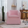 27.36" Modern Swivel Chairs with Elastic Sponge Backrest Seat Cushion Solid Wood Frame Upholstery Sofa Chairs for Bedroom Living Room Pink - 2 of 4