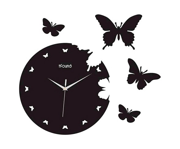 Butterflies Wall Clock Black - Creative Motion Industries&#174;