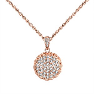 Round Pave Pendant Chain Necklace for Women Sterling Silver Ginger Lyne Collection - 1 of 4