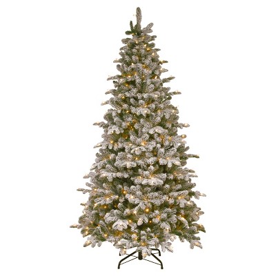 National Tree Company 7.5 Ft. Snowy Everest Fir Medium Tree With Clear ...