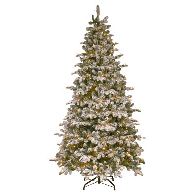 National Tree Company 7.5ft Snowy Everest Fir Medium Tree with Clear Lights