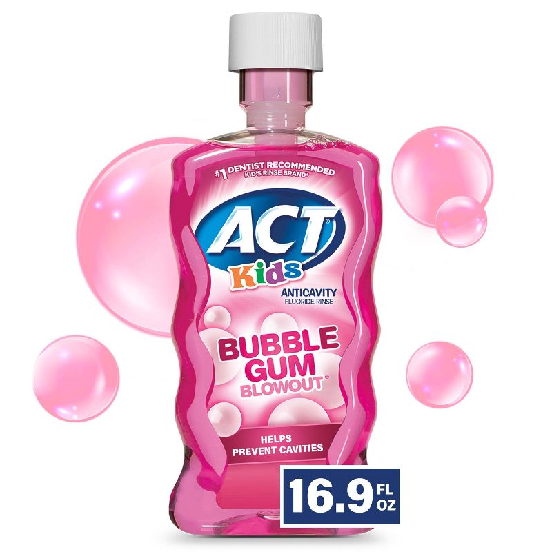 ACT Kids Bubblegum Anticavity Fluoride Mouthwash - 16.9 fl oz, 1 of 8