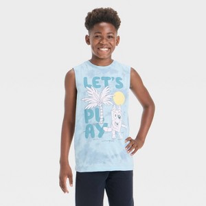 Boys' Bluey Mineral Wash Tank Top - Blue - 1 of 4
