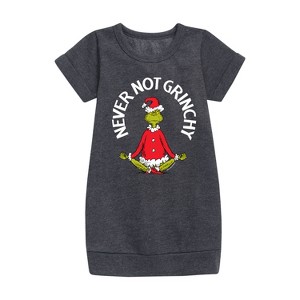 - Dr. Seuss - The Grinch Never Not Grinchy Graphic Short Sleeve Fleece Dress - 1 of 4