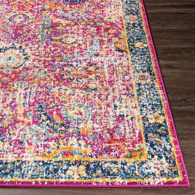 Reversible Blue Synthetic Easy Care Stain-Resistant Runner Rug