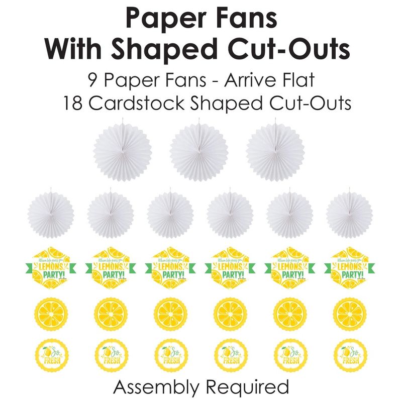 Big Dot of Happiness So Fresh - Lemon - Hanging Citrus Lemonade Party Tissue Decoration Kit - Paper Fans - Set of 9, 4 of 8