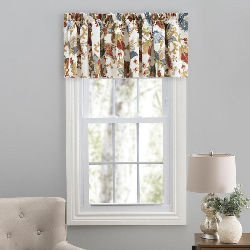 Lined Jacquard Rod Pocket Window Valance 80" x 15" Multicolor by Ellis Curtain, 1 of 5