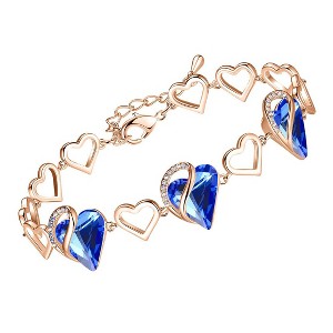 Leafael Infinity Love Heart Link Bracelet with Healing Stone Crystal, 18K Rose Gold Plated, 7" Chain + 2" Extender - 1 of 4