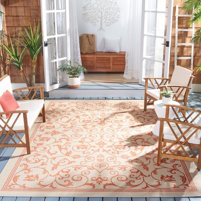 Courtyard Natural and Terra Rectangular Synthetic Area Rug
