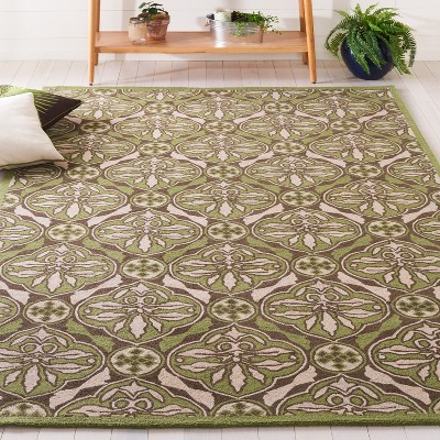 Hand-Knotted Brown and Green Wool Area Rug, 3'9" x 5'9"