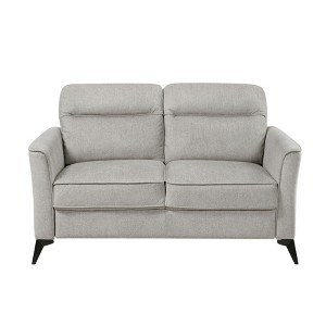TiramisuBest Gray Microfiber Loveseat, Button Tufted Upholstery, Contoured Arms, Solid Wood Frame, Casual Living Room Sofa Couch - 1 of 4
