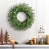 Puleo 24" Pre-Lit Battery-Operated Artificial Flocked Wreath with Twinkle Rice Lights - 3 of 4