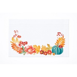 C&F Home Harvest Teal Pumpkin Flower Leaves Cloth Placemats Set of 6 Autumn, 14" x 20" - 1 of 4